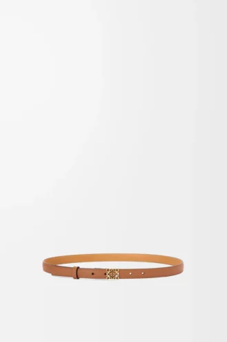 Cintura Anagram in pelle di vitello martellata Tan/Gold
