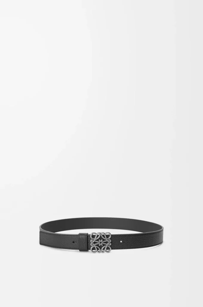 Cintura Anagram larga in morbida pelle di vitello martellata Nero/Vintage Palladium Cintura Anagram larga in morbida pelle di vitello martellata Nero/Vintage Palladium