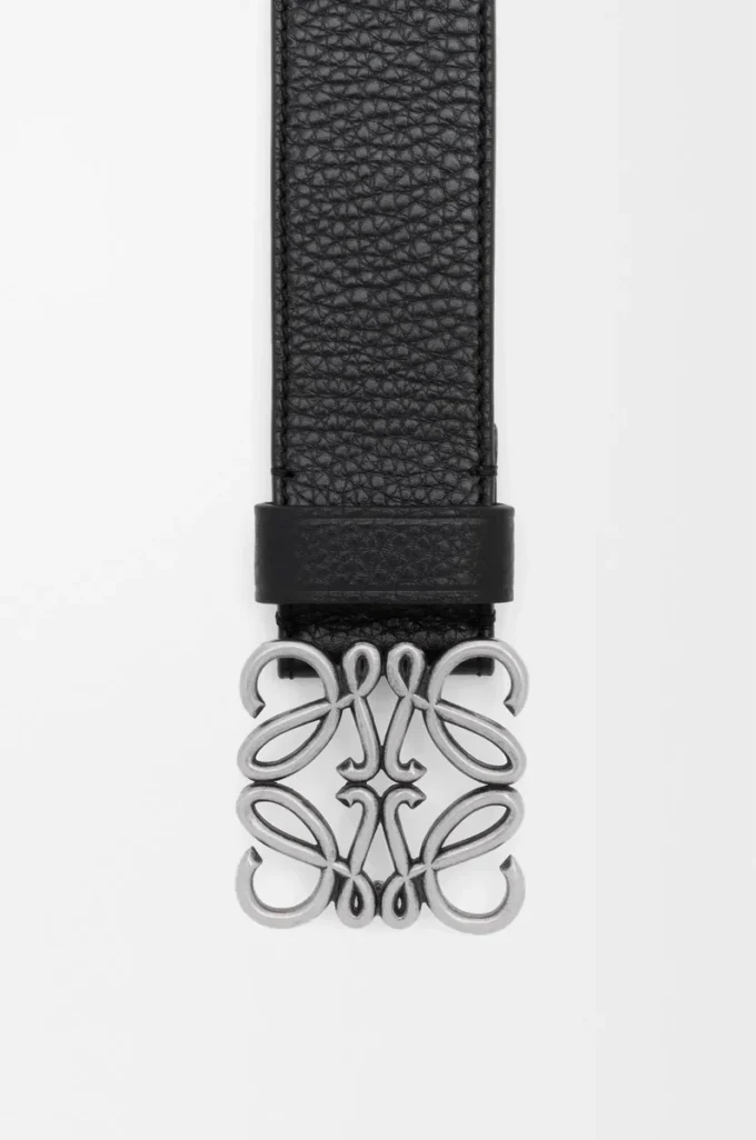 Cintura Anagram larga in morbida pelle di vitello martellata Nero/Vintage Palladium Cintura Anagram larga in morbida pelle di vitello martellata Nero/Vintage Palladium