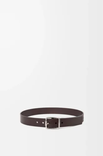 Cintura Double Roller Curve in pelle di vitello conciata al vegetale Dark Cigar/Vintage Palladium
