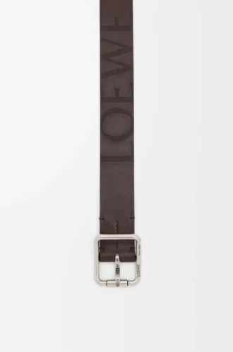 Cintura Double Roller Curve in pelle di vitello conciata al vegetale Dark Cigar/Vintage Palladium