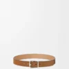Cintura Double Roller Curve in pelle scamosciata pressata Cognac/Vintage Palladium