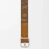 Cintura Double Roller Curve in pelle scamosciata pressata Cognac/Vintage Palladium
