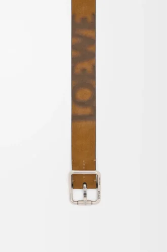 Cintura Double Roller Curve in pelle scamosciata pressata Cognac/Vintage Palladium