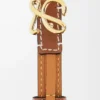 Cintura in morbida pelle di vitello marrone chiaro/oro Cintura in morbida pelle di vitello marrone chiaro/oro