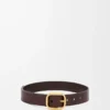 Cintura morbida arrotondata in classica pelle di vitello Marrone scuro Cintura morbida arrotondata in classica pelle di vitello Marrone scuro