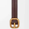 Cintura morbida arrotondata in classica pelle di vitello Marrone scuro Cintura morbida arrotondata in classica pelle di vitello Marrone scuro