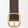Cintura morbida arrotondata in classica pelle di vitello Marrone scuro Cintura morbida arrotondata in classica pelle di vitello Marrone scuro