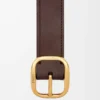 Cintura morbida arrotondata in classica pelle di vitello Marrone scuro Cintura morbida arrotondata in classica pelle di vitello Marrone scuro
