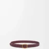 Cintura morbida arrotondata in pelle di vitello Burgundy/Gold