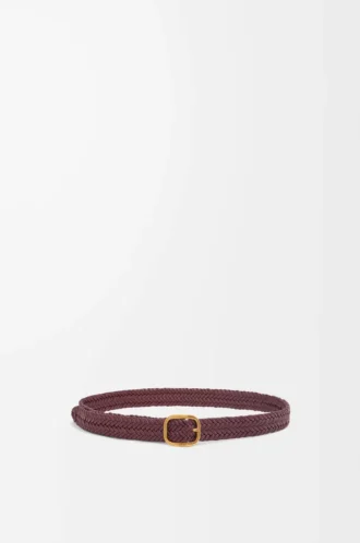 Cintura morbida arrotondata in pelle di vitello Burgundy/Gold