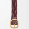 Cintura morbida arrotondata in pelle di vitello Burgundy/Gold