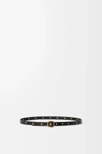 Cintura morbida arrotondata in pelle di vitello classica nera/oro