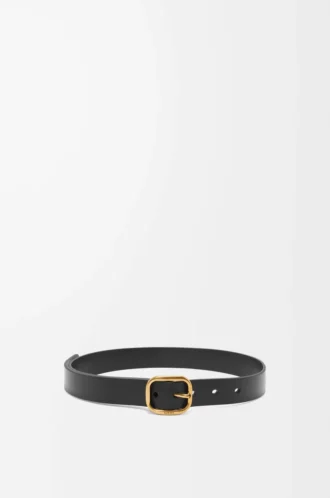 Cintura morbida arrotondata in pelle di vitello classica nera/oro
