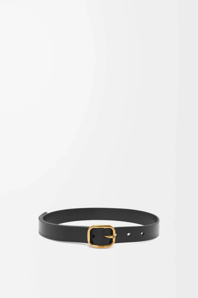 Cintura morbida arrotondata in pelle di vitello classica nera/oro