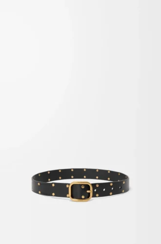 Cintura morbida arrotondata in pelle di vitello classica nera/oro