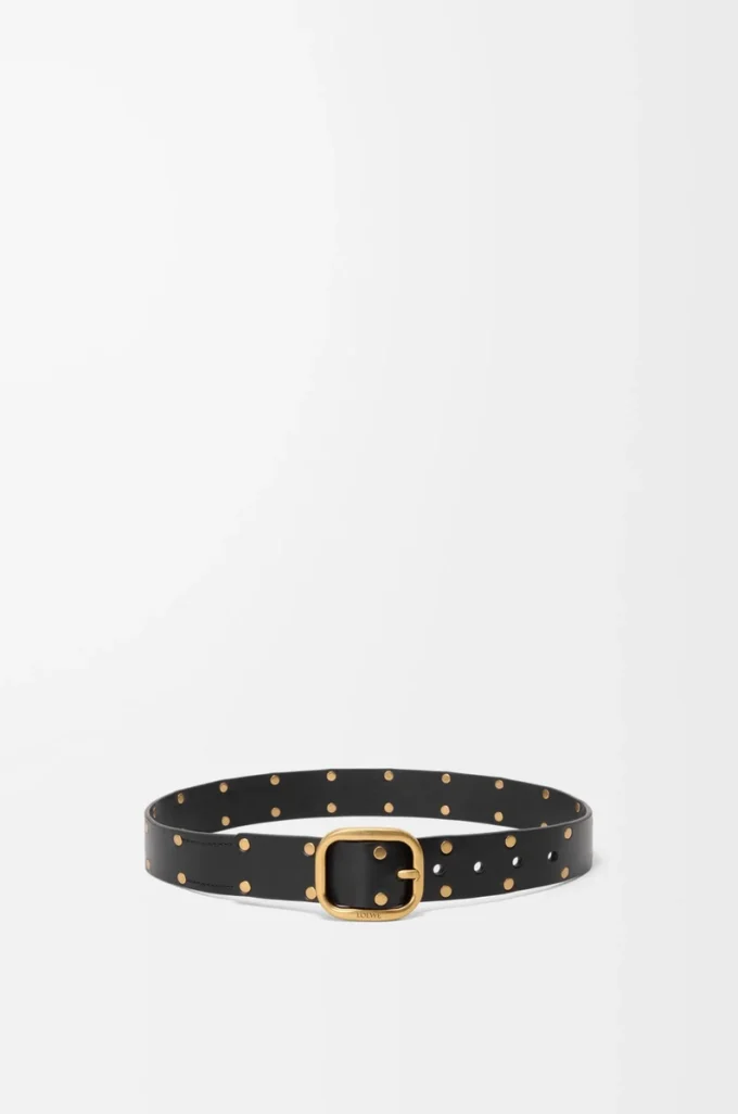 Cintura morbida arrotondata in pelle di vitello classica nera/oro
