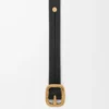 Cintura morbida arrotondata in pelle di vitello classica nera/oro