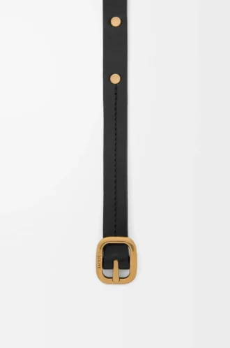 Cintura morbida arrotondata in pelle di vitello classica nera/oro