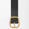 Cintura morbida arrotondata in pelle di vitello classica nera/oro
