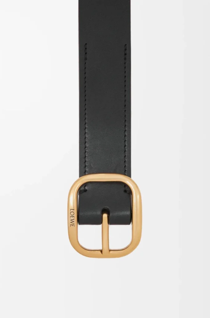 Cintura morbida arrotondata in pelle di vitello classica nera/oro