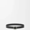 Cintura morbida arrotondata in pelle di vitello classica Nero/Palladio vintage