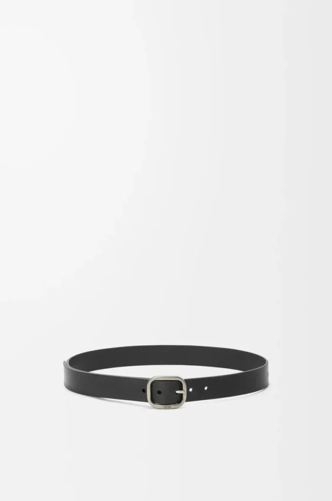 Cintura morbida arrotondata in pelle di vitello classica Nero/Palladio vintage