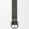 Cintura morbida arrotondata in pelle di vitello classica Nero/Palladio vintage