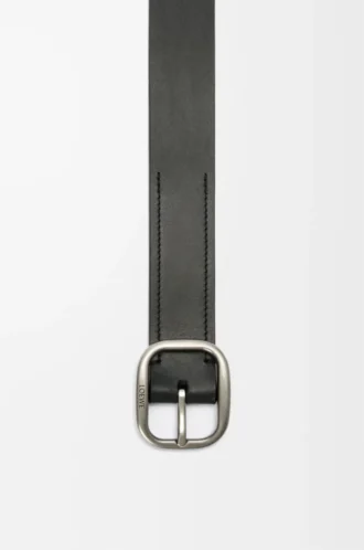 Cintura morbida arrotondata in pelle di vitello classica Nero/Palladio vintage
