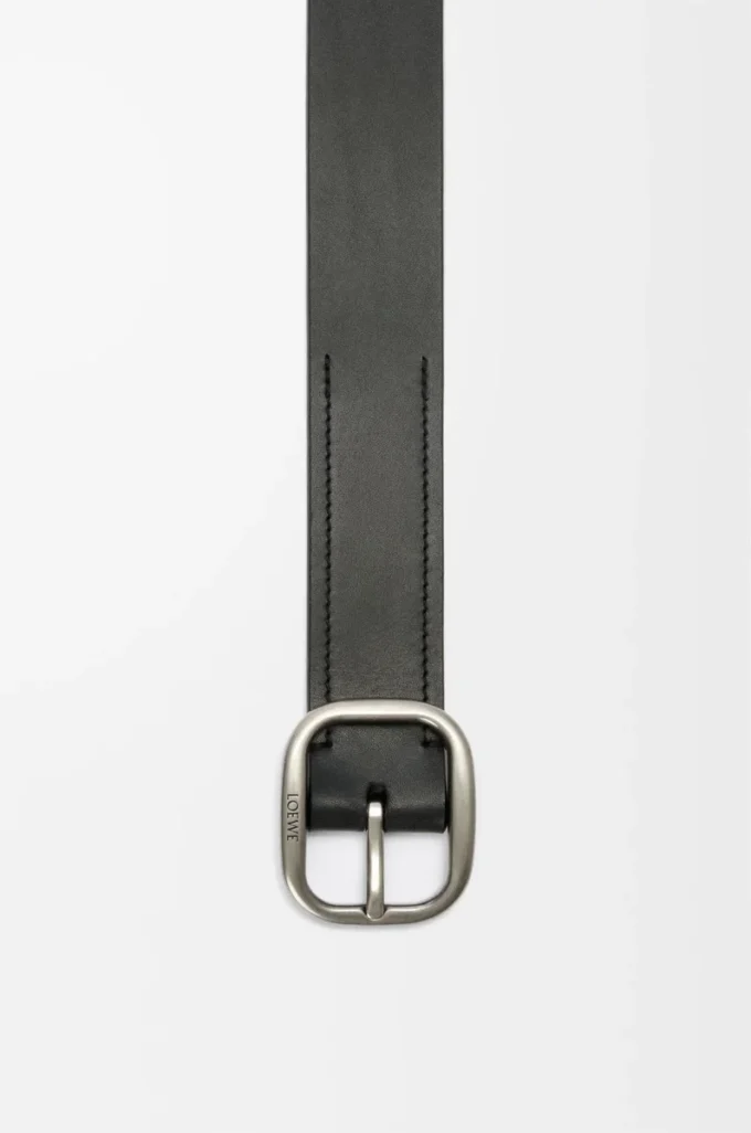 Cintura morbida arrotondata in pelle di vitello classica Nero/Palladio vintage