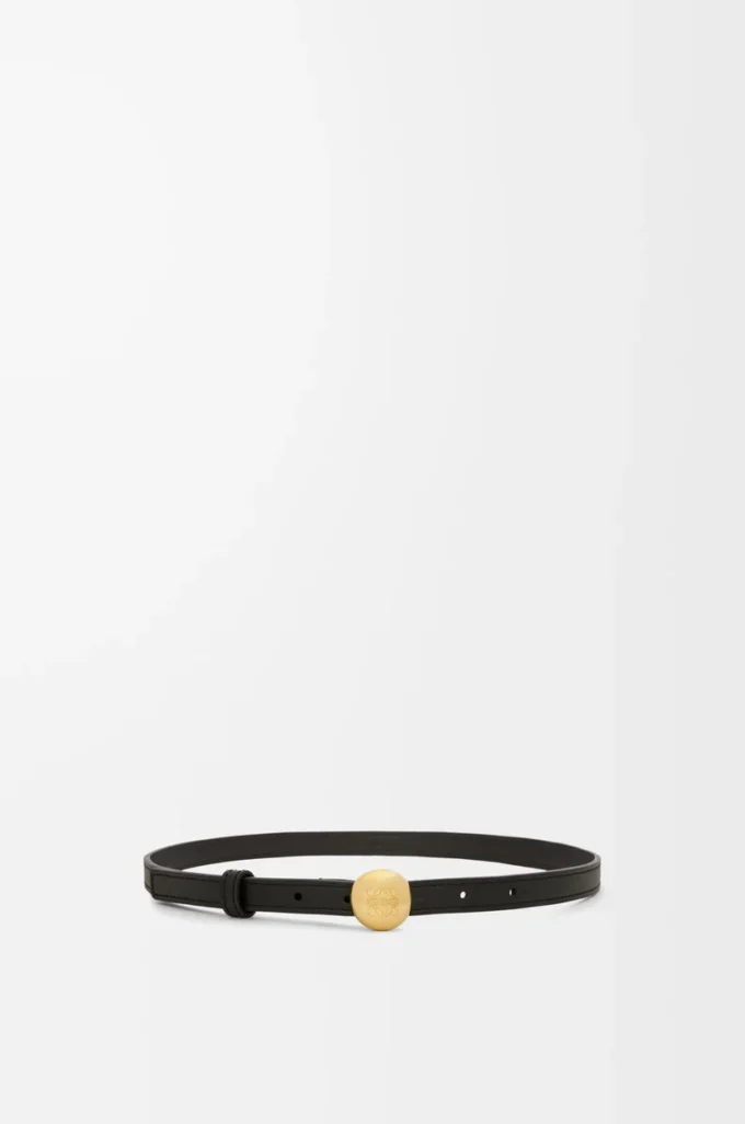 Cintura Pebble in pelle di vitello liscia Nero/Oro