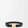 Cintura Pebble in pelle di vitello liscia Nero/Oro