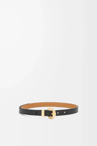 Cintura Pebble in pelle di vitello liscia Nero/Oro