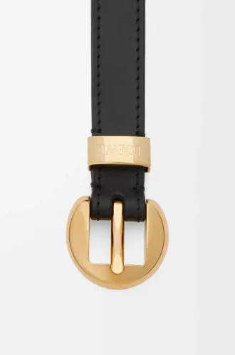 Cintura Pebble in pelle di vitello liscia Nero/Oro