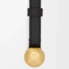 Cintura Pebble in pelle di vitello liscia Nero/Oro