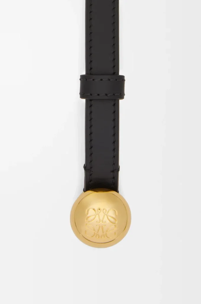 Cintura Pebble in pelle di vitello liscia Nero/Oro