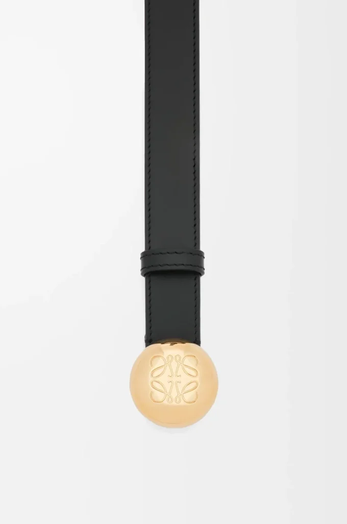 Cintura Pebble in pelle di vitello liscia Nero/Oro