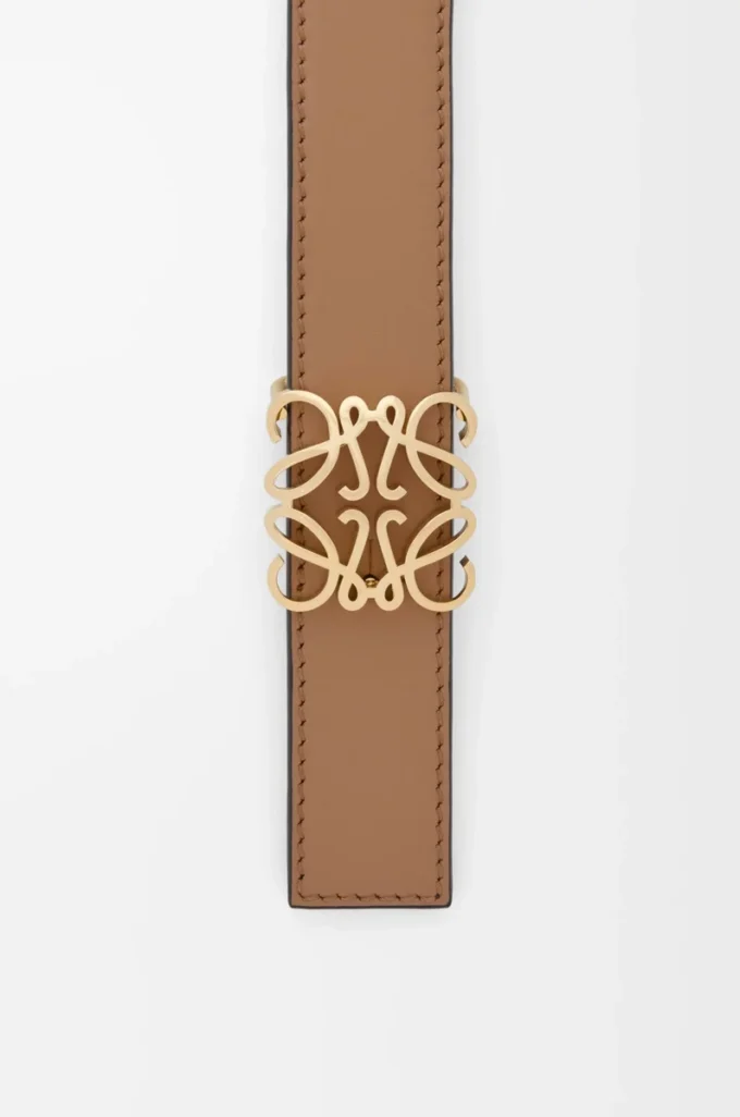 Cintura reversibile Anagram Bombé in pelle di vitello liscia Moka/Ardesia Cintura reversibile Anagram Bombé in pelle di vitello liscia Moka/Ardesia