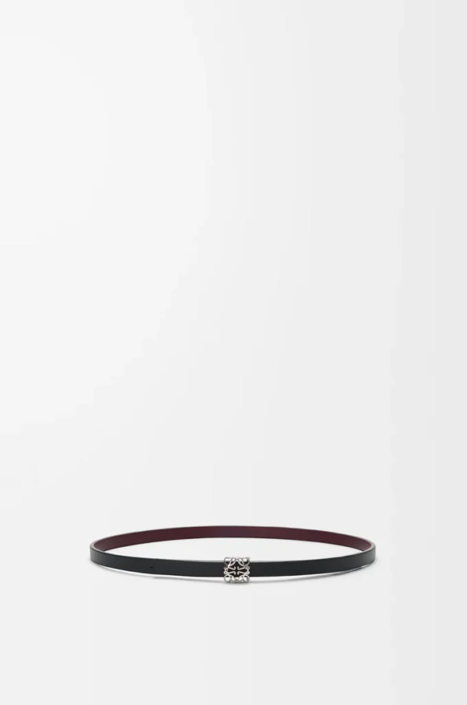 Cintura reversibile Anagram Bombé in pelle di vitello liscia Nero/Borgogna