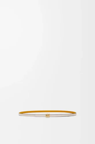 Cintura reversibile Anagram cube in pelle di vitello liscia Soft White/Sunflower /Gold
