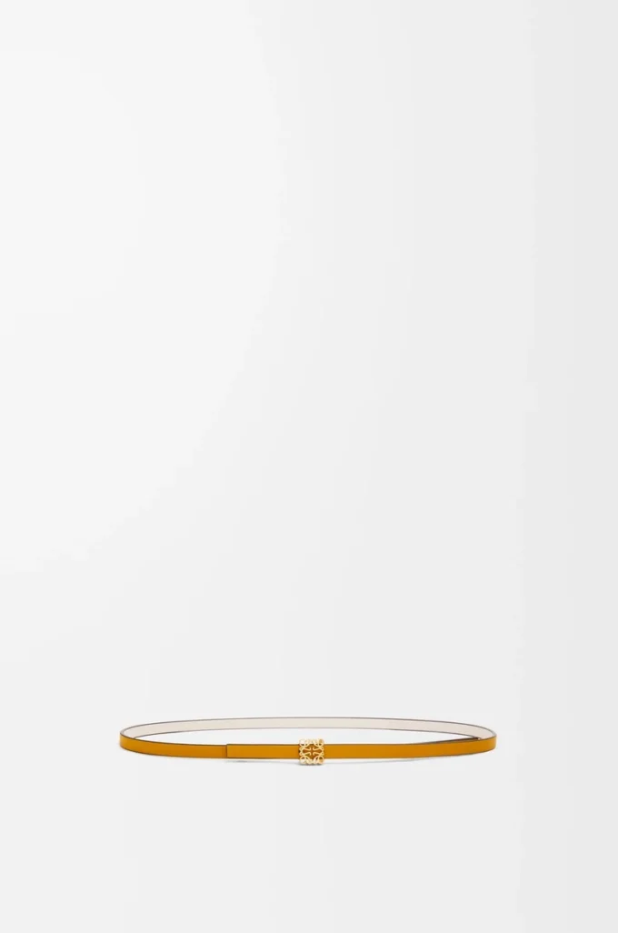 Cintura reversibile Anagram cube in pelle di vitello liscia Soft White/Sunflower /Gold