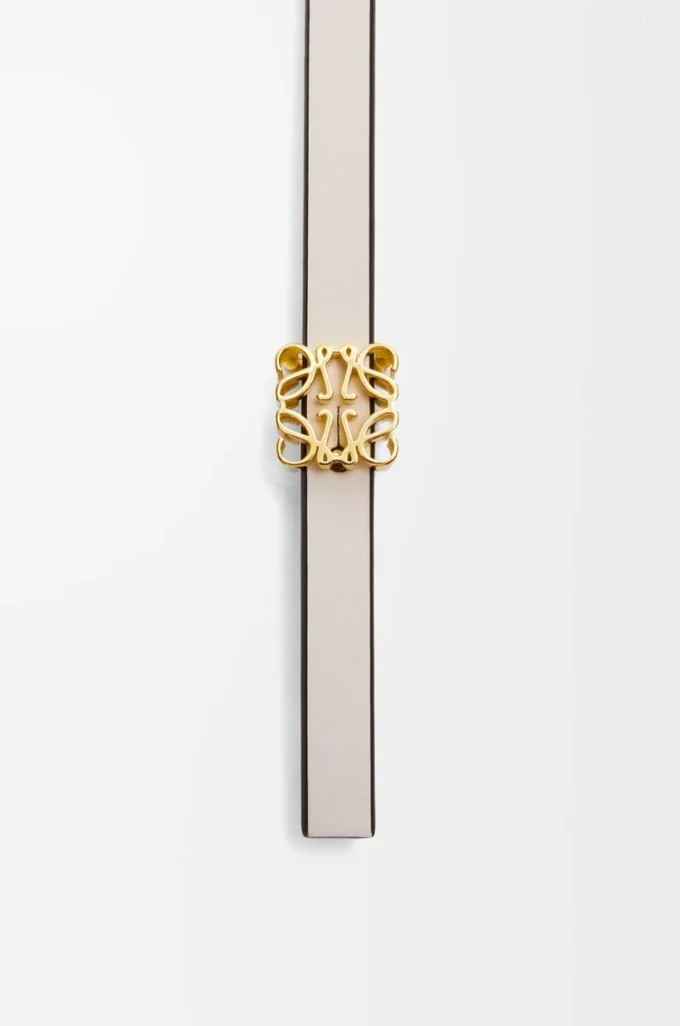 Cintura reversibile Anagram cube in pelle di vitello liscia Soft White/Sunflower /Gold