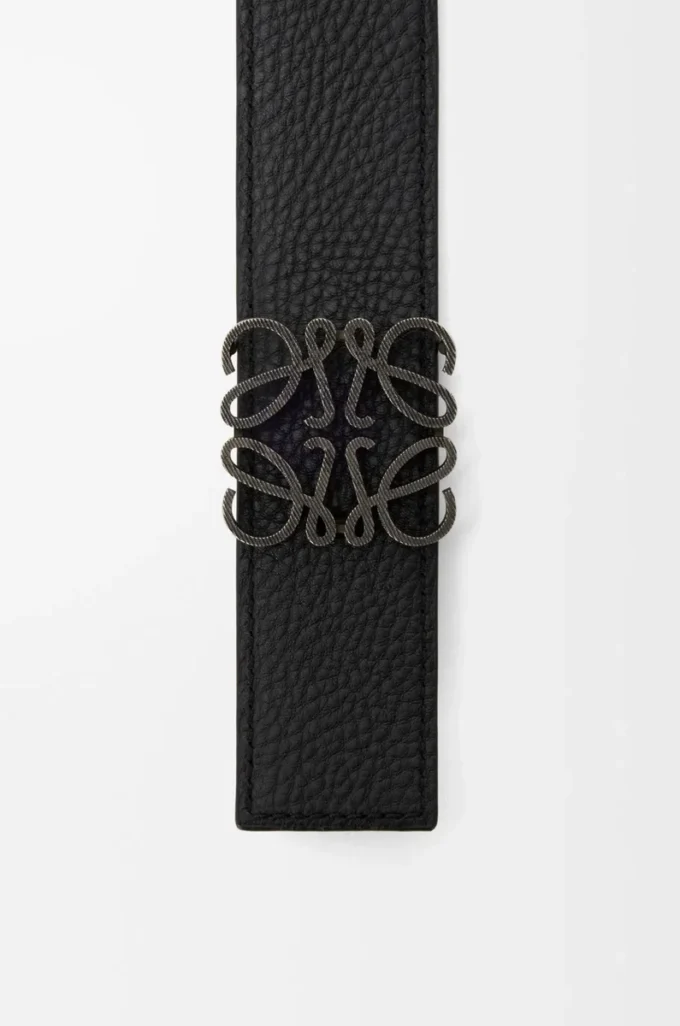 Cintura reversibile Anagram in morbida pelle di vitello martellata Dark Khaki/Black/Dark Pal Cintura reversibile Anagram in morbida pelle di vitello martellata Dark Khaki/Black/Dark Pal
