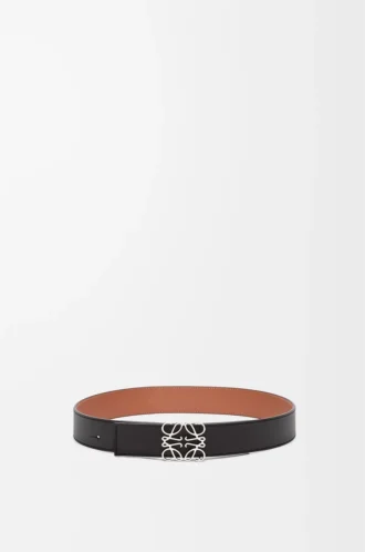 Cintura reversibile Anagram in pelle di vitello liscia Black/Tan/Palladium