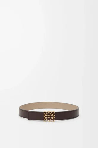Cintura reversibile Anagram in pelle di vitello liscia Dark Chestnut/Clay