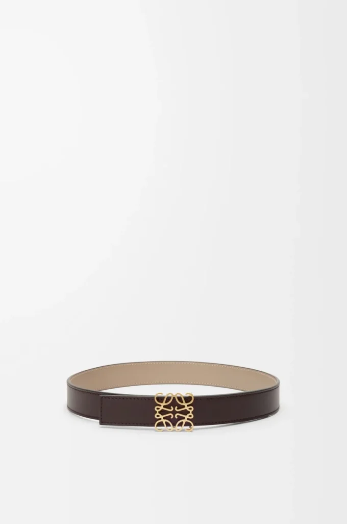 Cintura reversibile Anagram in pelle di vitello liscia Dark Chestnut/Clay