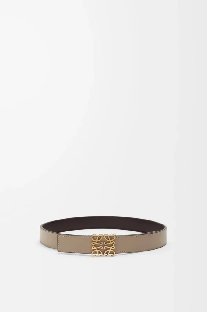 Cintura reversibile Anagram in pelle di vitello liscia Dark Chestnut/Clay