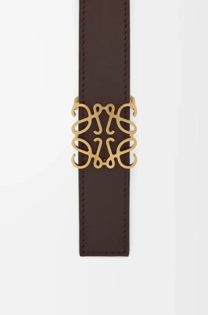 Cintura reversibile Anagram in pelle di vitello liscia Dark Chestnut/Clay