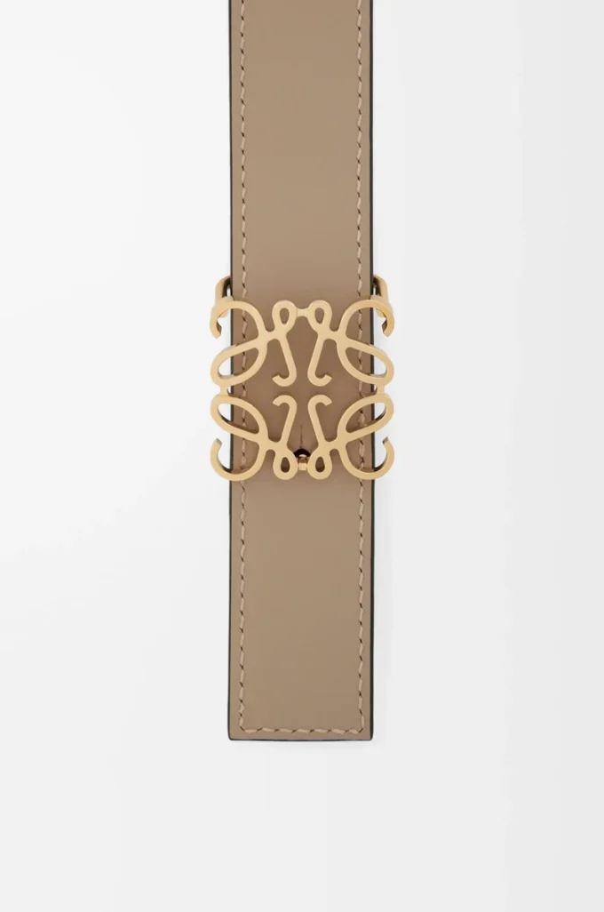 Cintura reversibile Anagram in pelle di vitello liscia Dark Chestnut/Clay