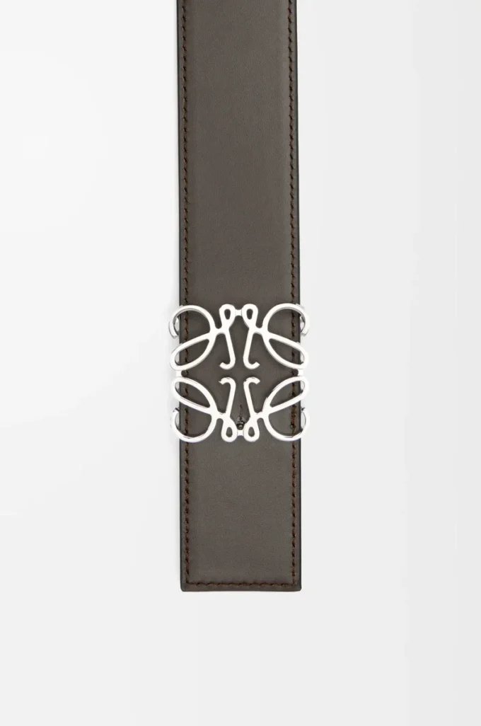 Cintura reversibile Anagram in pelle di vitello liscia Grigio scuro/Sigaro scuro/Palladio Cintura reversibile Anagram in pelle di vitello liscia Grigio scuro/Sigaro scuro/Palladio